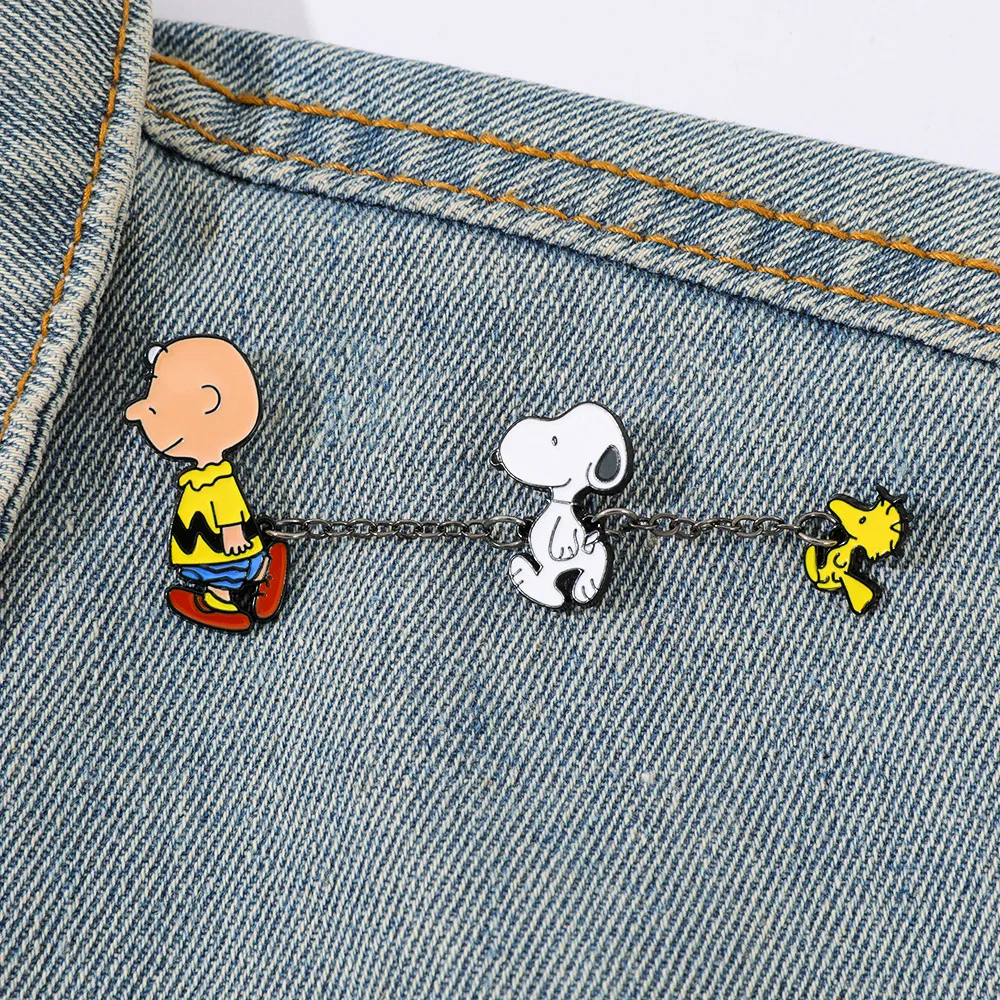 2026 New Charlie With Chain Badges Enamel Pins Cartoon Brooch Lapel Pins for Backpack Clothes Badge Cute Fans Gift