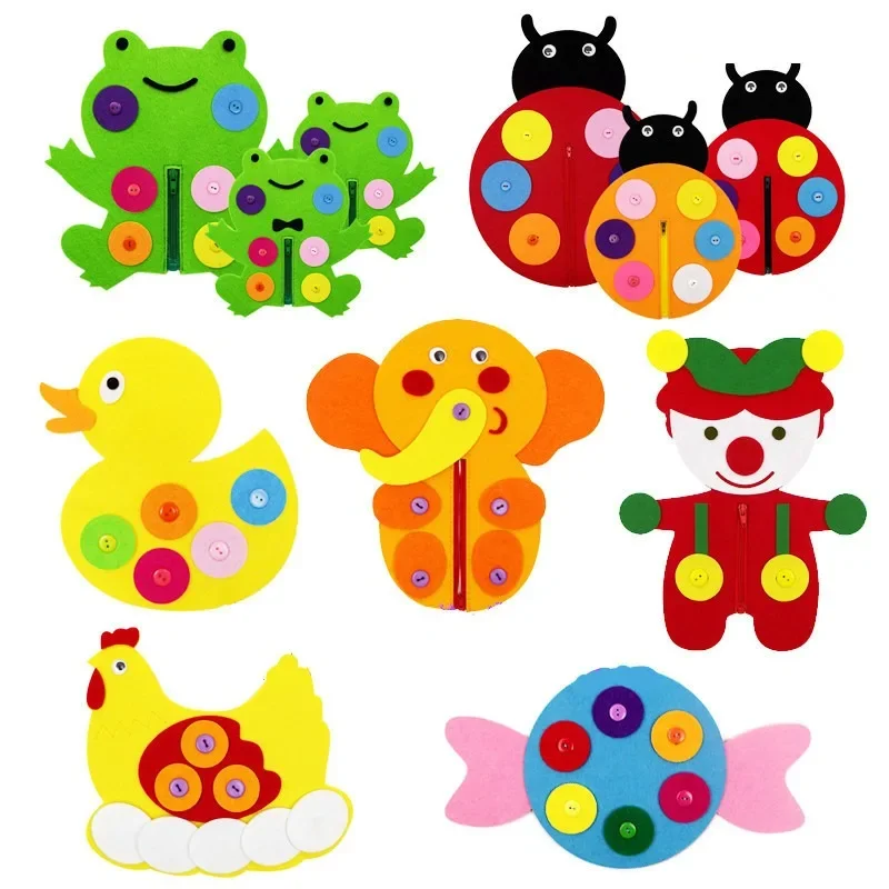 Children\'s Early Education Toys Animals Theme DIY Fabric Material Package Kids Educational Toy Button Buckle Zipper Teaching Toy