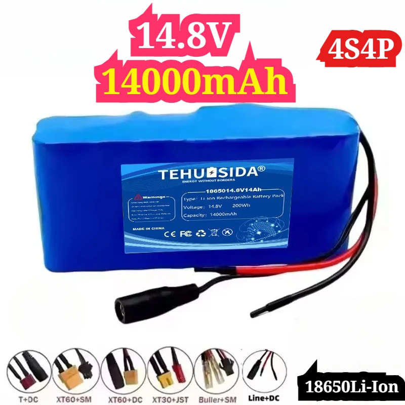 14.8V14000mAh 18650-4S4P Lithium Ion Rechargeable Battery LED Night Fishing Light Heating Minor Light Amplifier