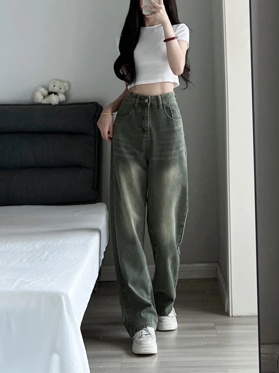 

Y2k Streetwear Summer Style Pants High Waisted Jeans Women Vintage Baggy Fashion Straight Wide Leg Denim Mopping Trousers E67