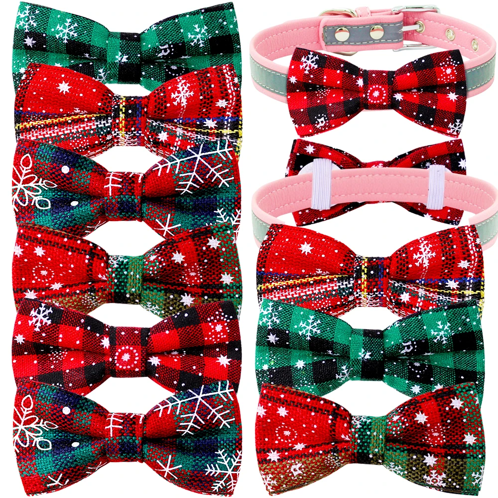 40Pcs Christmas Pet Supplies Sliding Dog Bow Tie Collar Accessories Dog Christmas Bows Small Dog Cat Bowties Pet  Accessories