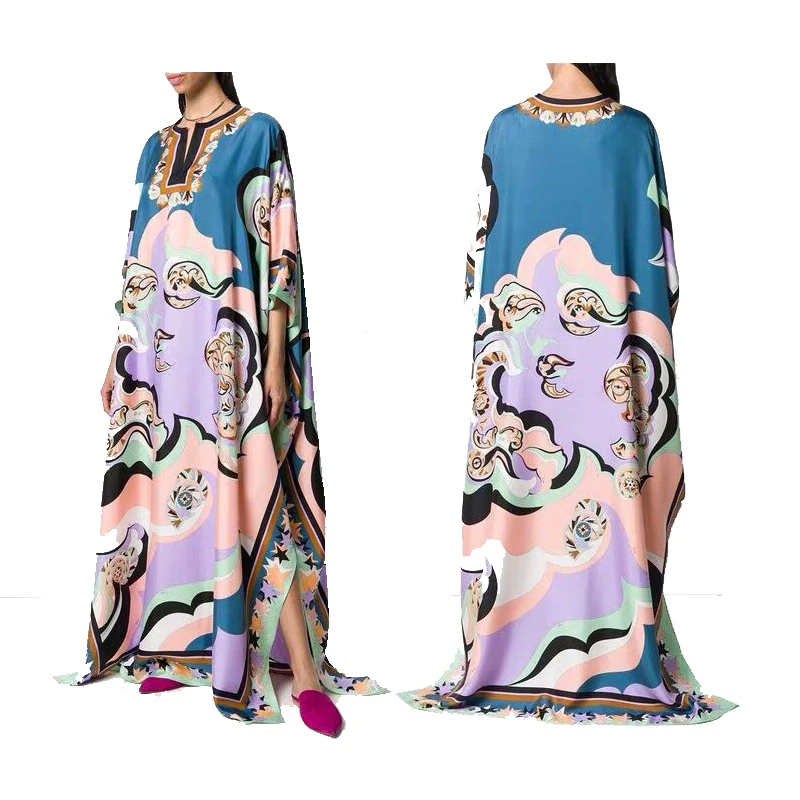 

Street Sle Elastic Knitted Loose plus Size Faion Women's Dr V-Ne Long Skirt Five Sve Polyurethane Elastic Fiber