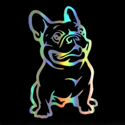 Car Sticker Vinyl 13*8cm French Bulldog Animal Decor Funny  Decal Reflective Laser Motorcycle  Styling 3D s