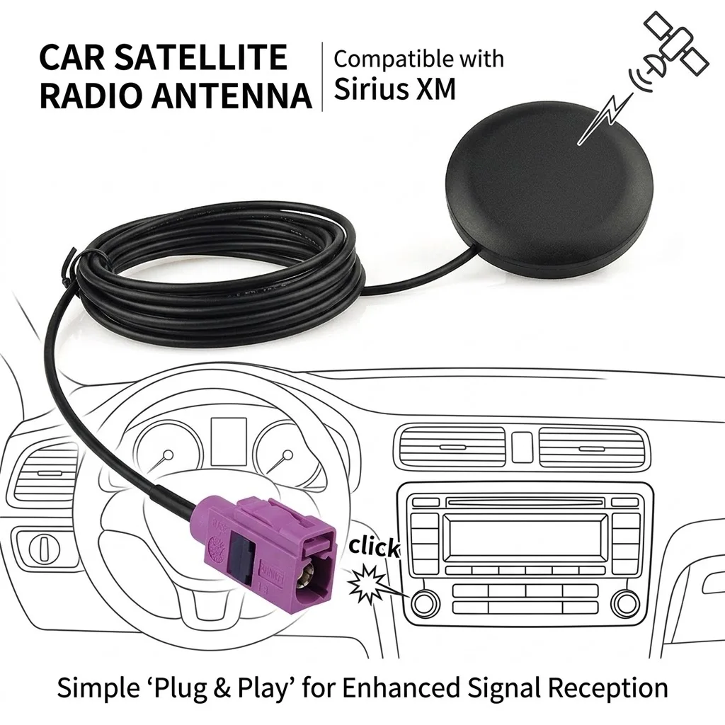 Eightwood 2320-2345 MHz Car DAB Antenna Fakra H Violet Female 3m Cable Adhesive Aerial for Sirius XM Satellite Radio Stystem