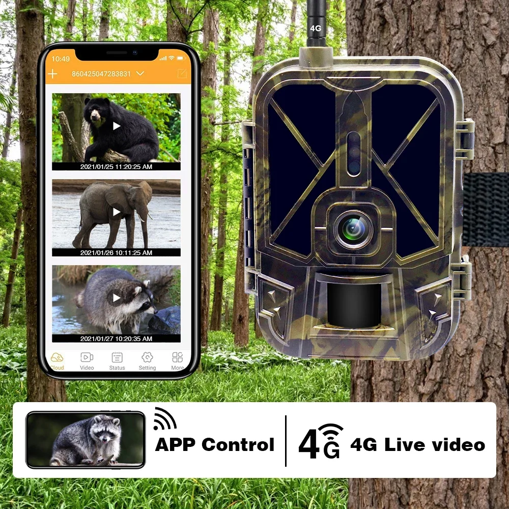 

4K 36MP APP 4G Control Cloud Hunting Camera Outdoor Tracking AA Battery Night Vision 120° Detection Wildlife Reconnaissance