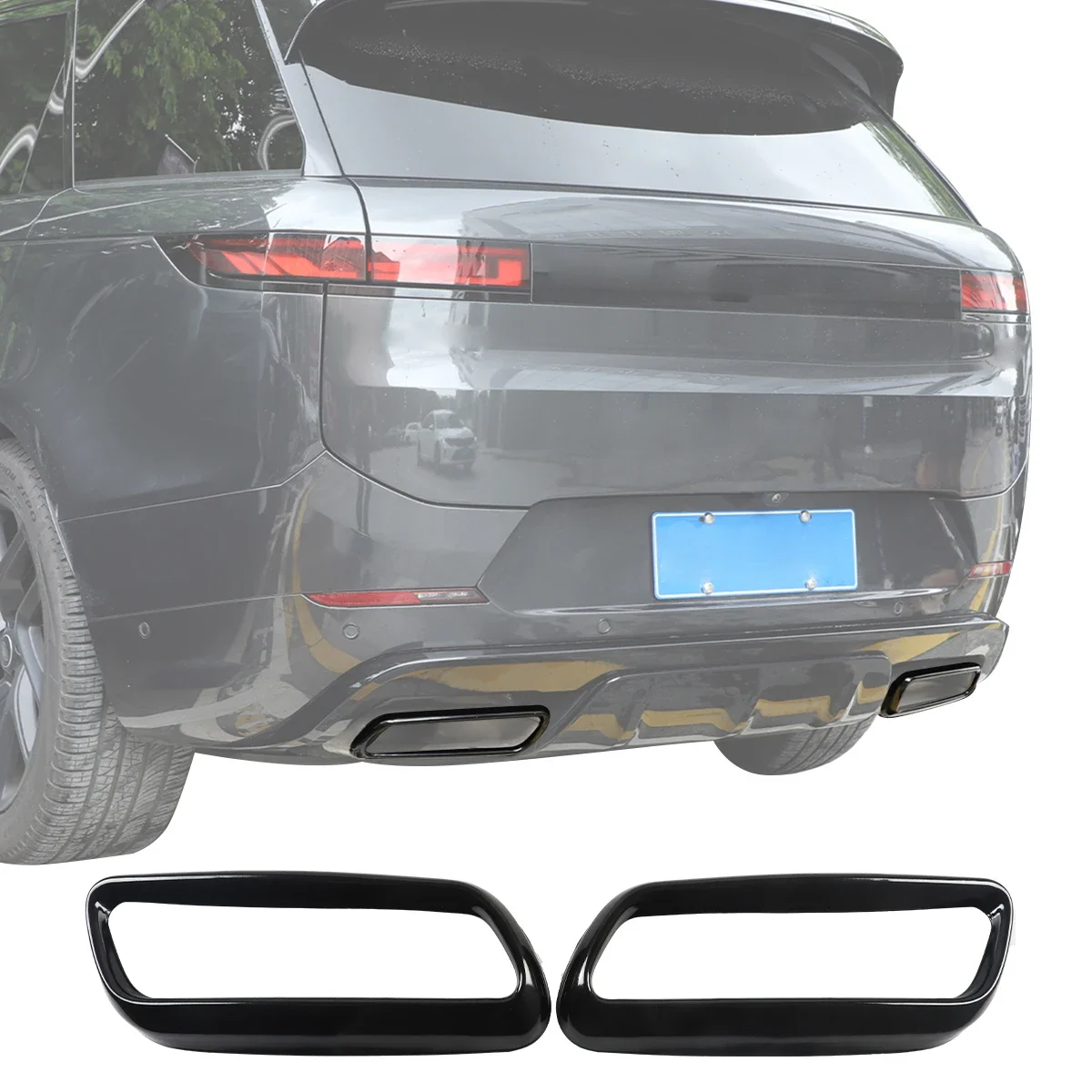 ل 2023-2024 لاند روفر رينج روفر سبورت L461 الفولاذ المقاوم للصدأ الأسود ماسورة عادم السيارة الذيل الحلق إطار الزخرفية الملحقات #4