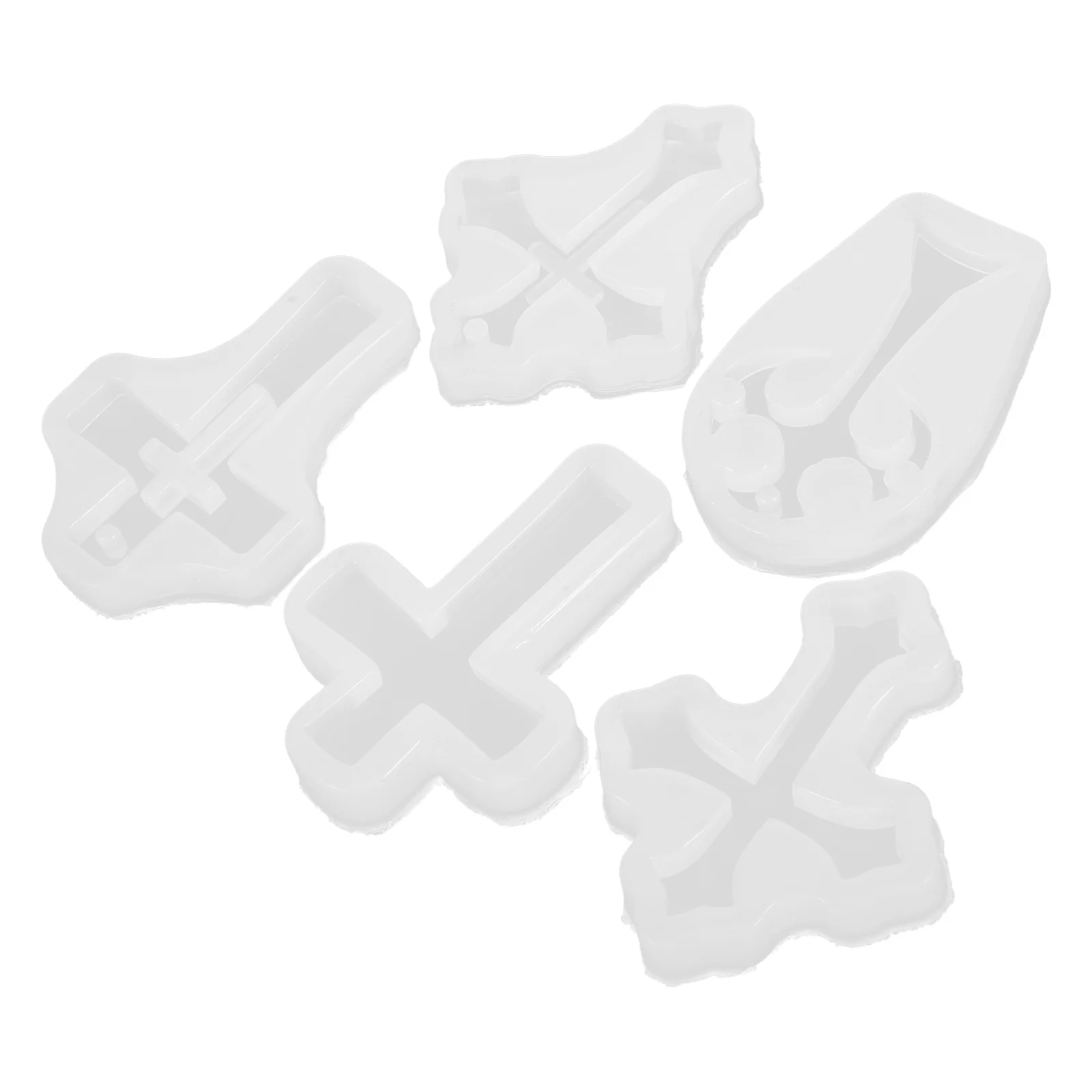 5 Pcs Pendant Mold Handmade Silicone Resin Craft Jewelry Making Tool Cross Pendant Mold Clay Accessories