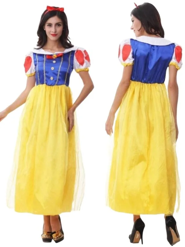 

Adult Halloween Snow White Princess Costume Makeup Ball Performance Skirt Set with Hoop for Stage Performance Women's Traditi...