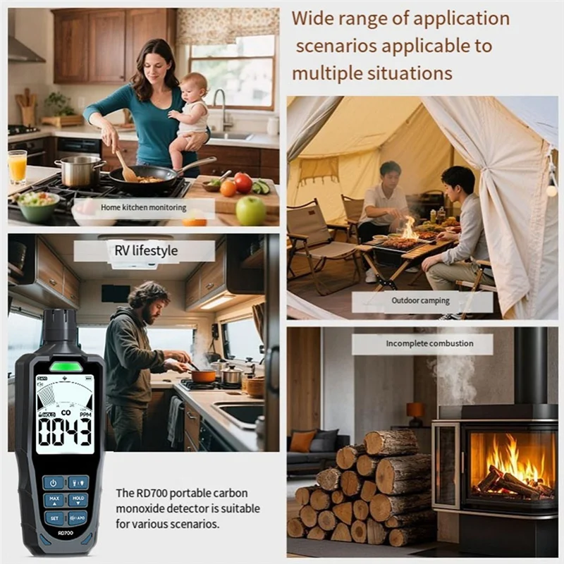 【B55AQ】Carbon Monoxide Detector CO Detector With Adjustable Thresholds,Visual & Audible Alarms For Home