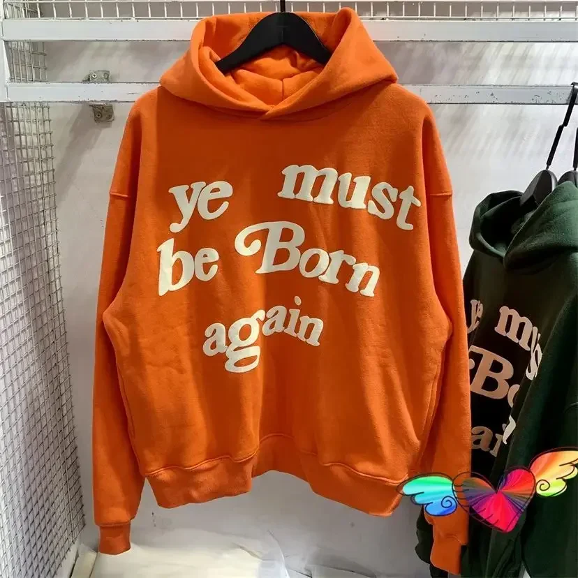 2024fw Puff Print Kanye West Hoody Men Women  Pink Ye Must Be Born Again Hoodie Oversize Fit Pullovers CPFM Sweatshirts