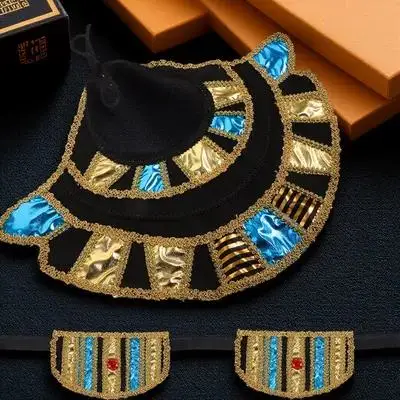 Complete Egyptische cosplayset met elegante kraag en polsbandjes manchetten voor Halloween-kostuumaccessoires