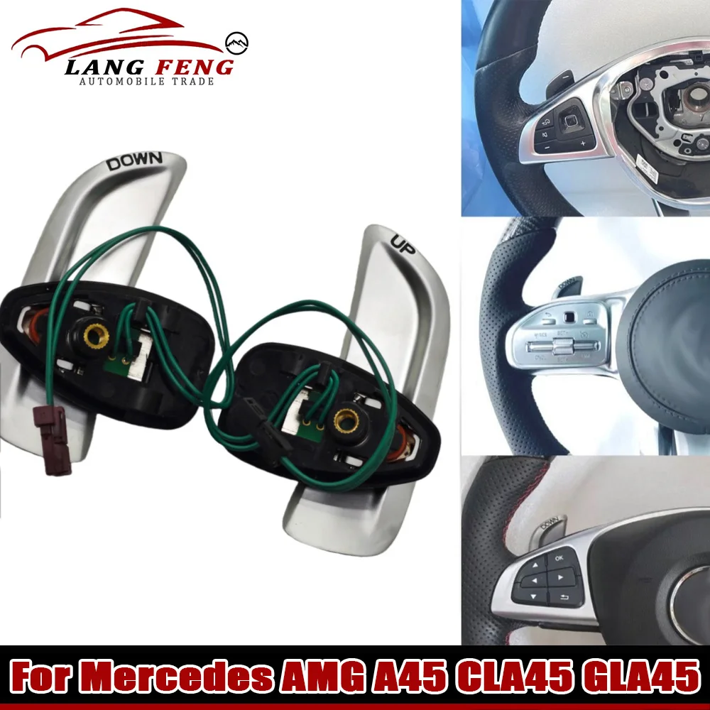 

NEW Steering Wheel Paddle Shifters Black / Silver For Mercedes AMG A45 CLA45 GLA45 C63 S63 W205 Interior Parts