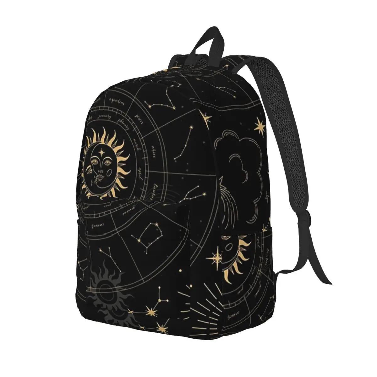 

Night Sky Golden Celestial Stars Zodiac Constellations Backpack Daypack Large Capacity BookBag School Bag Shoulder Bags for Kids