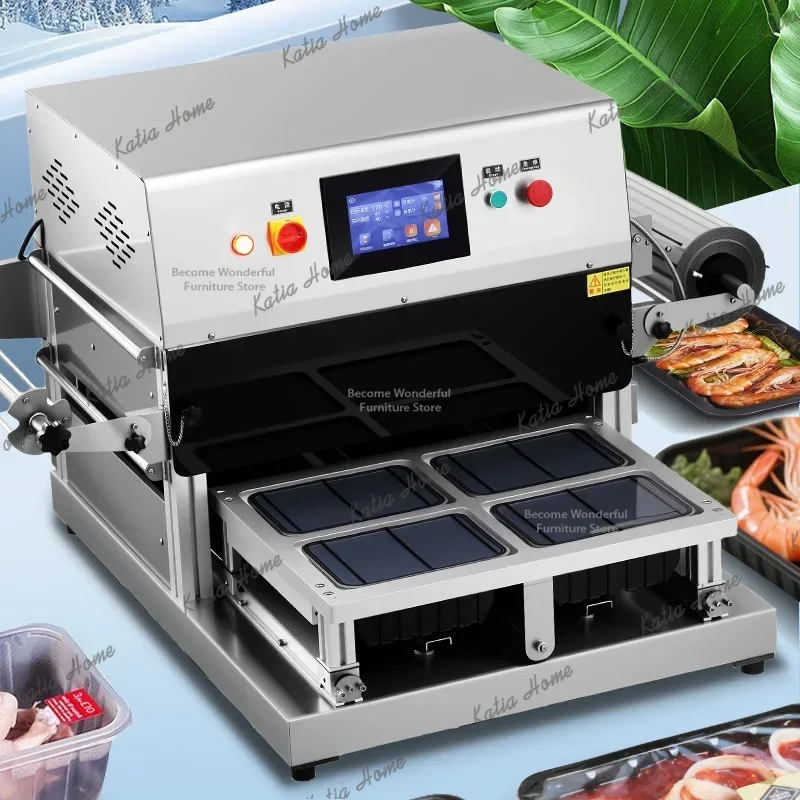 YJ Automatic Meal Tray Sealer Commercial MAP Packaging Machine Oxygen Nitrogen Filling for Cooked Food Fruit Snack Marinated Foo