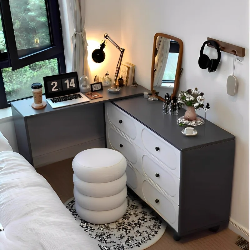 

Dresser integrated makeup mirror chest antique style integrated master bedroom desk storage cabinet