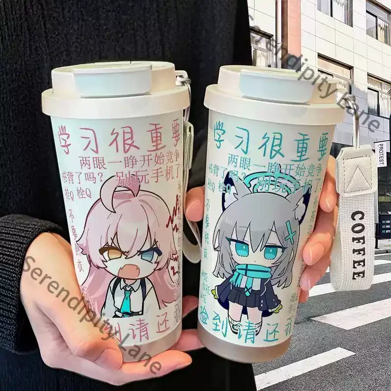 Blue Archive Cosplay Sunaookami Shiroko Cos Takanashi Hoshino Vacuum Cup Periphery Double Drinking with Straws Water Glass Gift