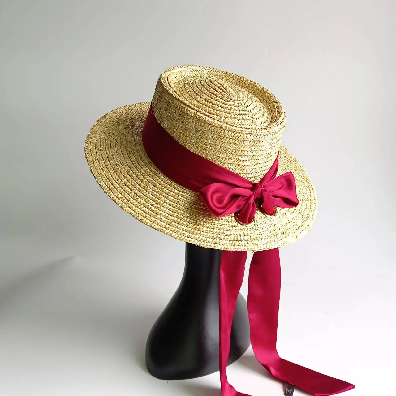 Summer Straw Hat with Red Streamers  Delicate weaving Straw Hat  Webbing ribbon hat sombreros   Beach Hat  sombreros para mujer