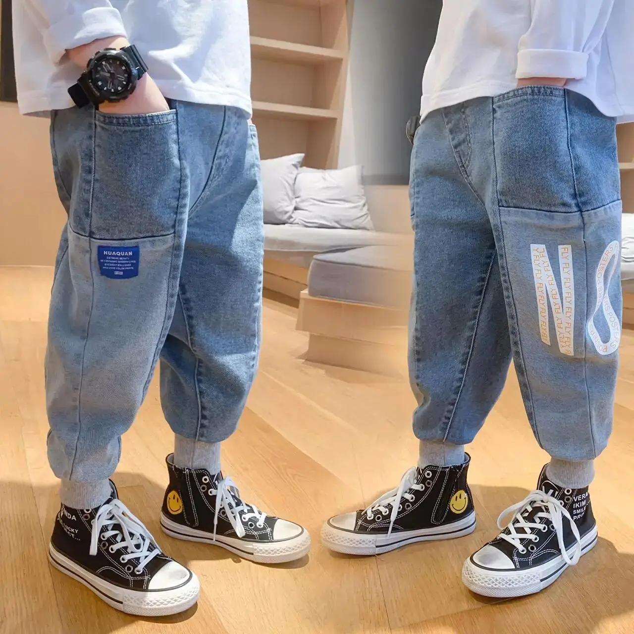 Boys' Jeans 2025 Spring and Autumn New Kids Pants Children's Casual Leg Straightening Trousers