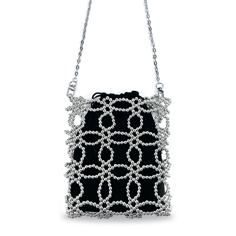 2024 Summer New Advanced and Fashionable Handmade Beaded Handheld Small Square Bag with Female Style Versatile Shoulder Bag