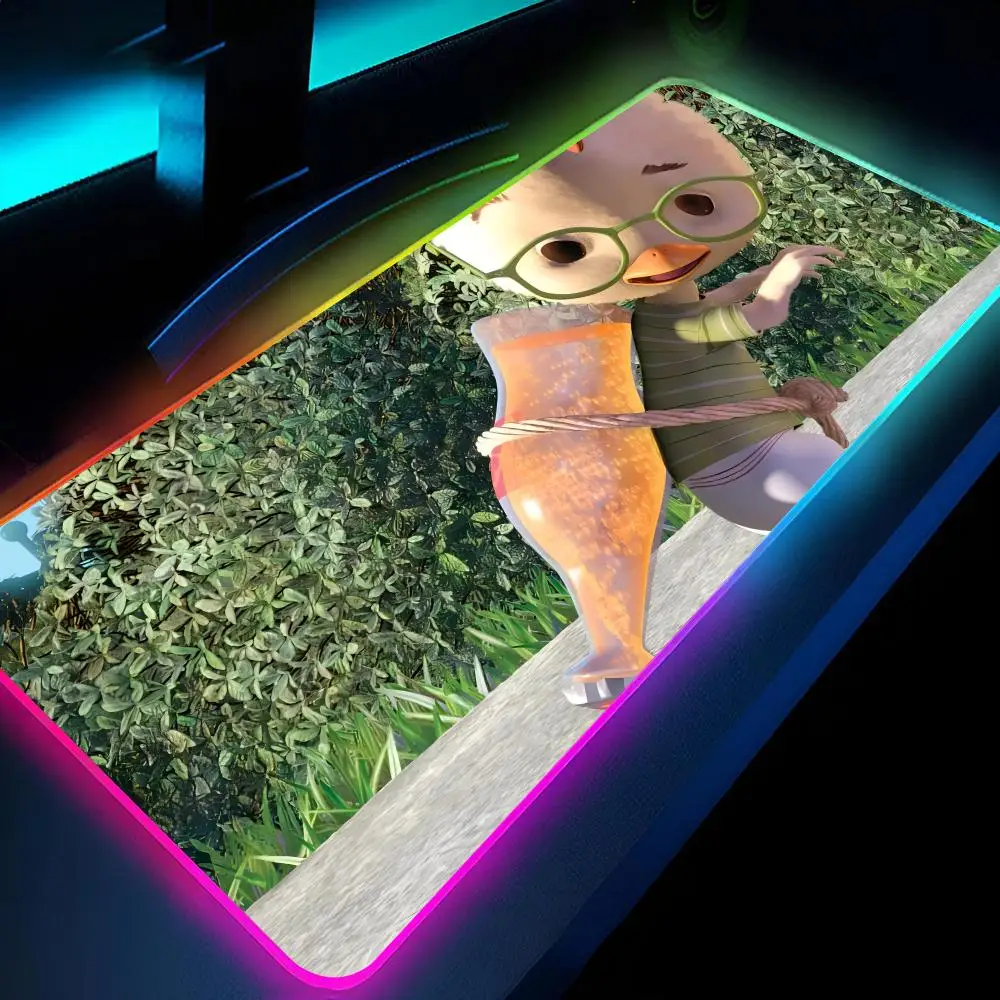 Chicken Little Mouse Pad Gamer RGB Deskmat Keyboard Mat Gaming Laptops LED Mousepad Desk Protector Anime Mause Mats