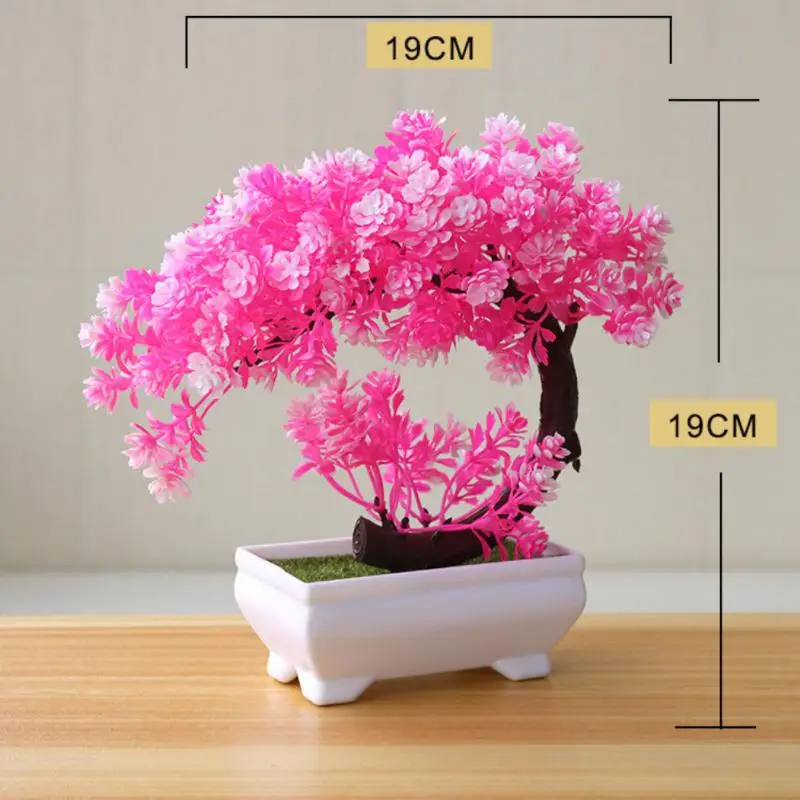 Simulation Plant Potted Sakura Snowball With Pot Artificial Plants Bonsai Green Small Tree Mini Small Ball Flower Decoration