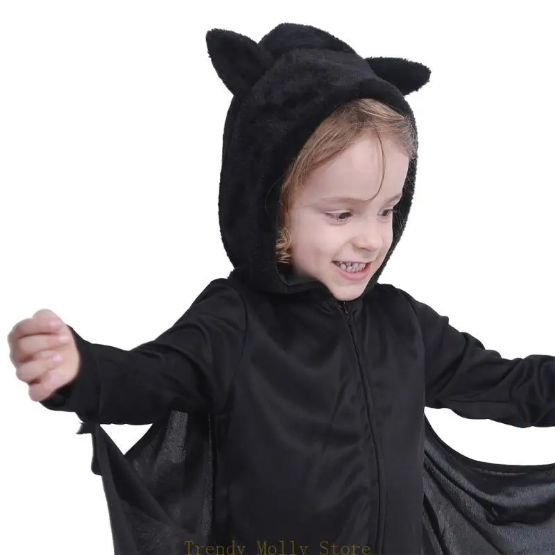 N5KB Halloween Bat Costume Bat Wing Cape Hallween Bat Cosplay Costume for Kids Adults