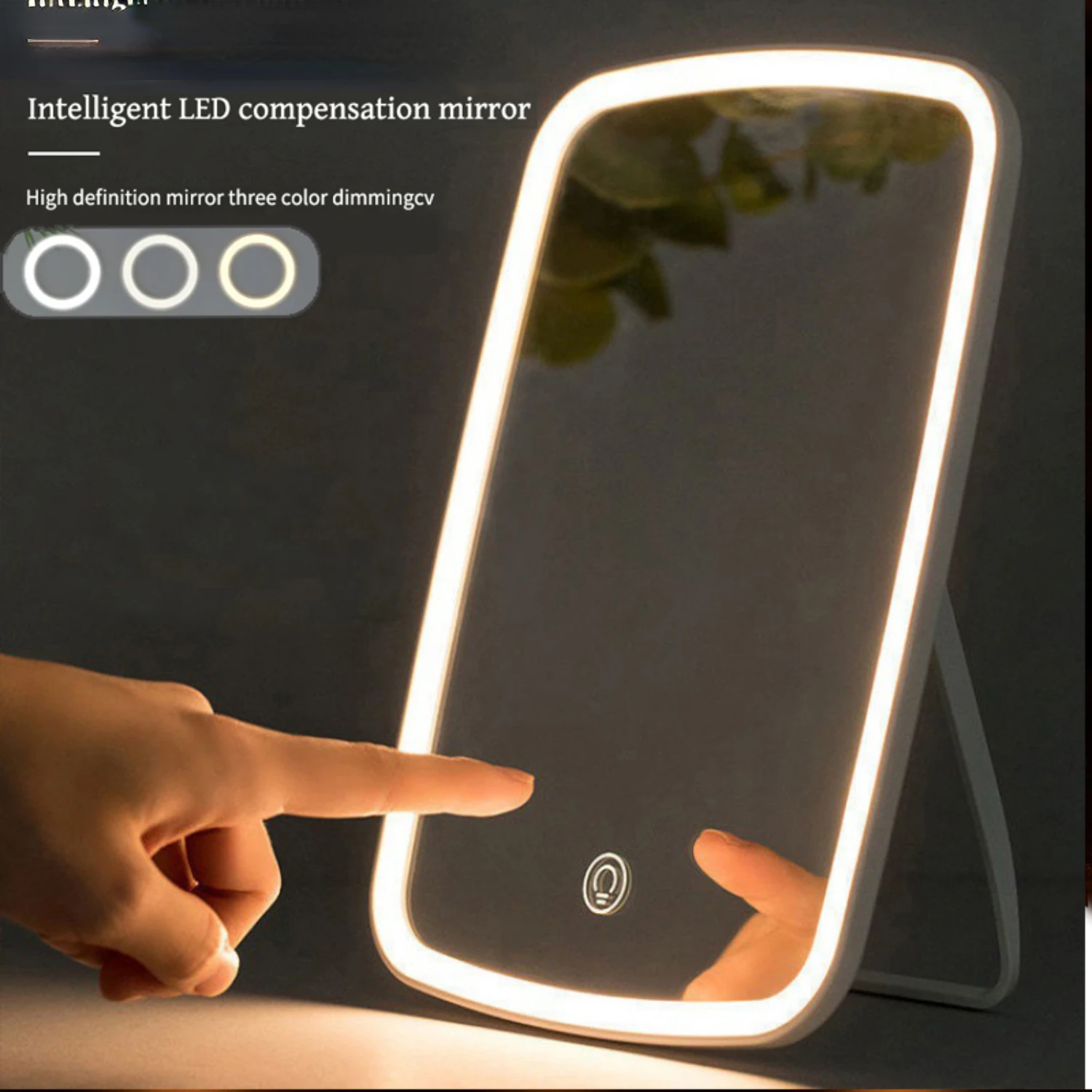 Convenient, Portable, and Compact LED Light Makeup Mirror with 3 Color Vanity Light for Beauty On-The-Go. Adjustable Brightness