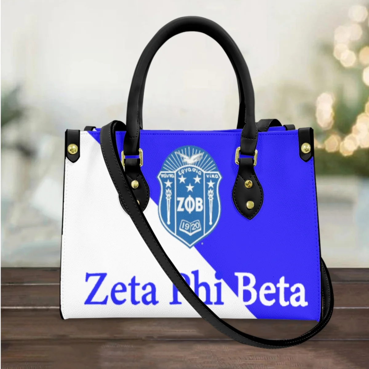 

Zeta Phi Beta Personalized Blue White Design Fashion Handbag Outdoor Street Commuting Messenger Bag Long Shoulder Strap Totes