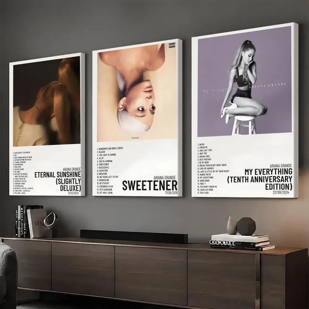 A-Ariana Grande Album Cover Singer Painting Calligraphy HD Canvas Print Poster Wall Art | Optional Frame | Modern Hallway Decor
