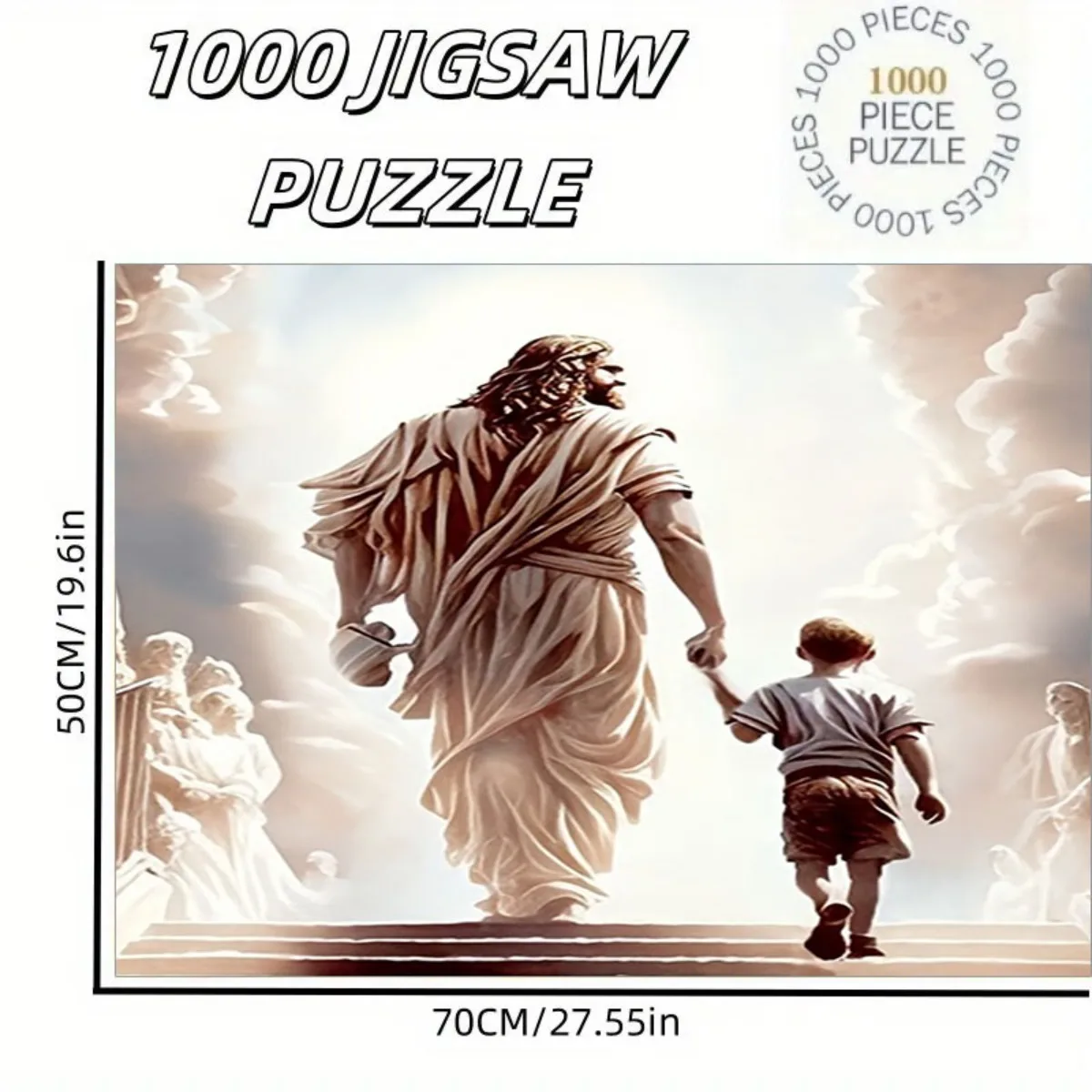 จิ๊กซอว์ 1,000 ชิ้น เหมาะสำหรับ - จิ๊กซอว์สำหรับครอบครัว, ผ้าสีเบจและชิ้นกระดาษหนา, จิ๊กซอว์ทนทานสำหรับเล่นเกม, ครอบครัว