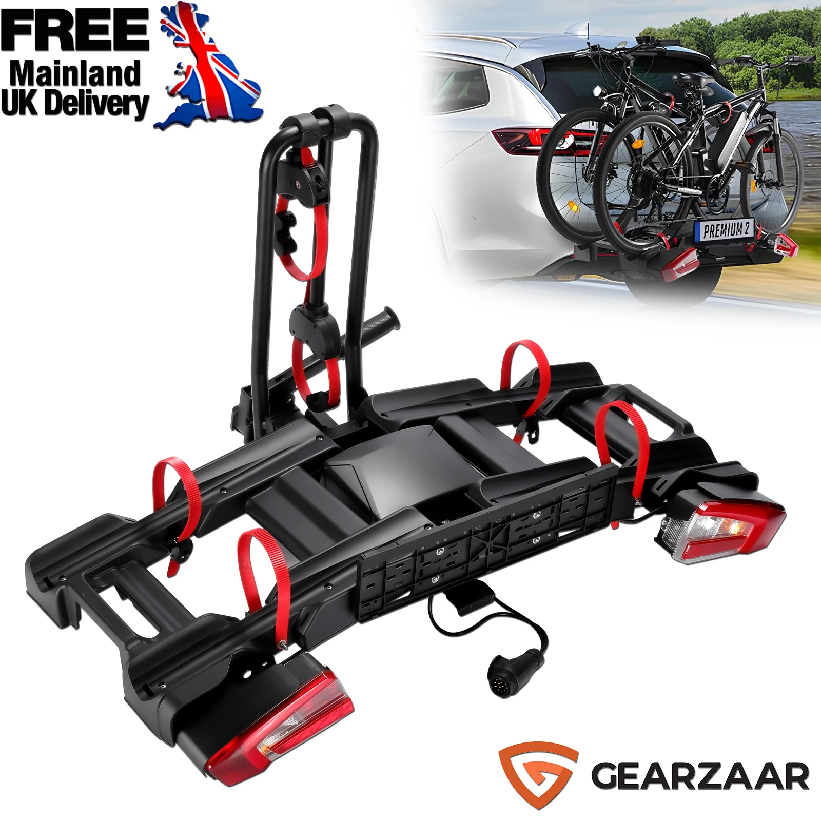 AliExpress GEARZAAR 60KG Heavy Duty Foldable E-Bike Carrier Electric 2 Bike Rack W/ E-Mark Taillight