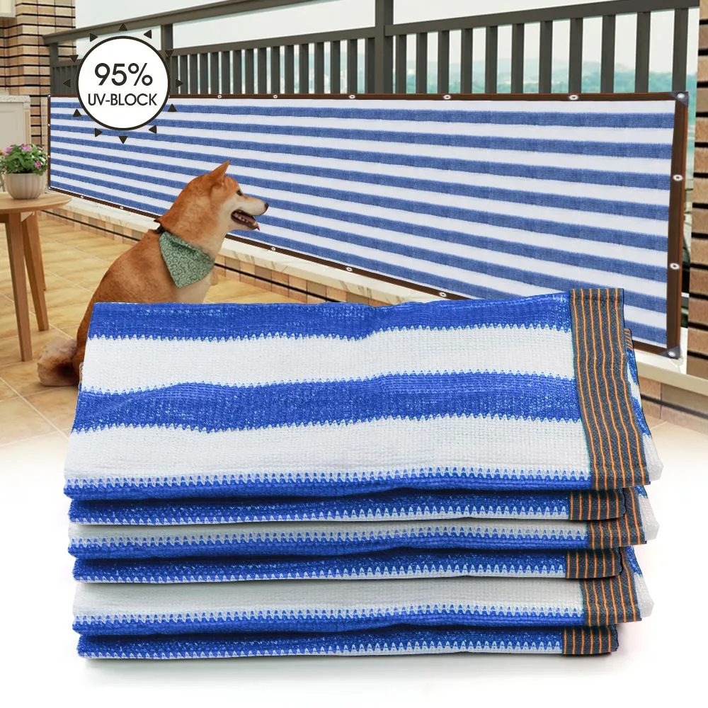 

95% Thicken HDPE Fabric Anti-UV Stripe Shade Cloth Sun Shade Net Pergola Canopy Sunshade Sails Balcony Fence Privacy Netting