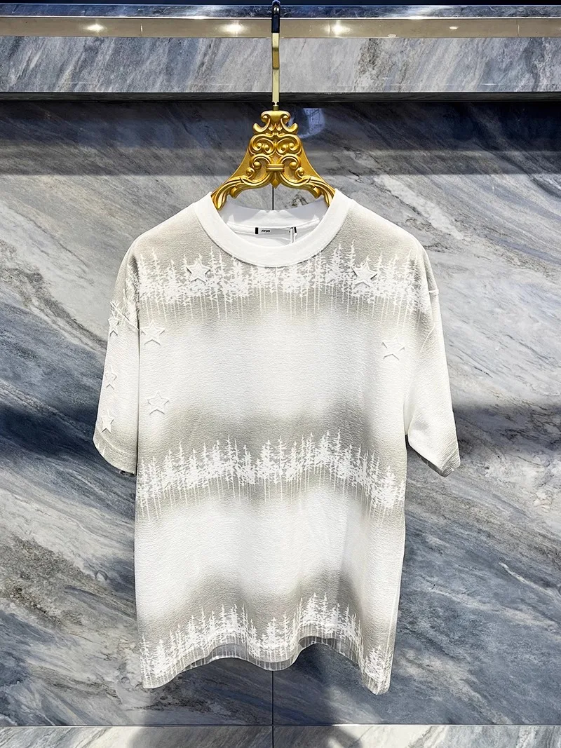 

Loose Men's ort Sve T-irt Summer 2025 Faion Trend Star Splicing Dyed Loose Men's f Sve round Ne Casual T-irt