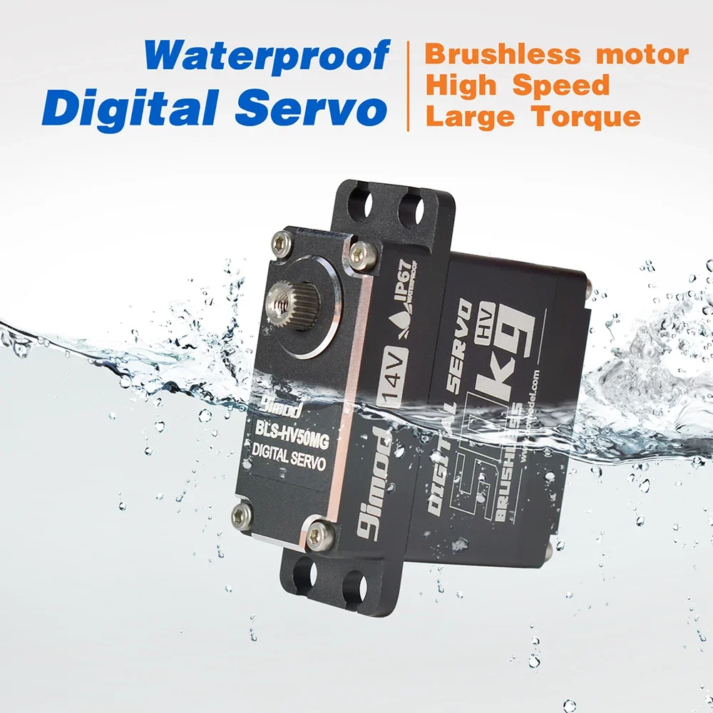 9imod 50KG 브러시리스 서보 180/270/360 °   알루미늄 디지털 14V HV IP67 방수 서보 for1/8 1/10 1/12 RC 크롤러 자동차 보트 로봇