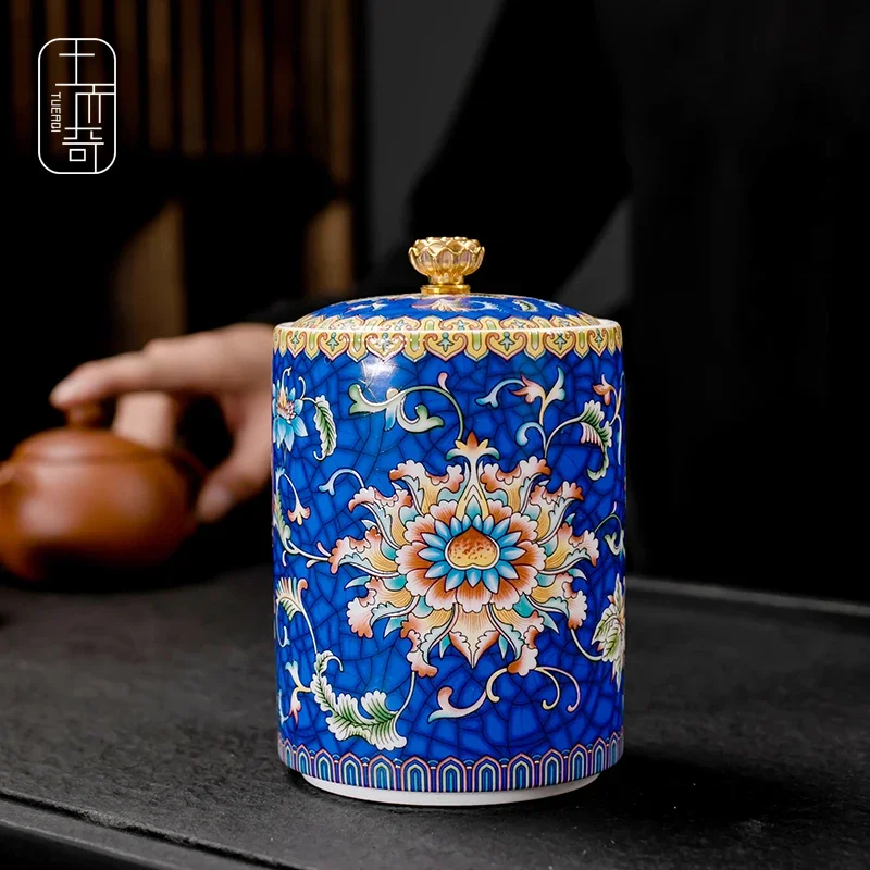 Chinese Style Ceramic Storage Jar Living Room Sealed Container Dried Fruit Storage Box Household Kitchen Supplies Cereal