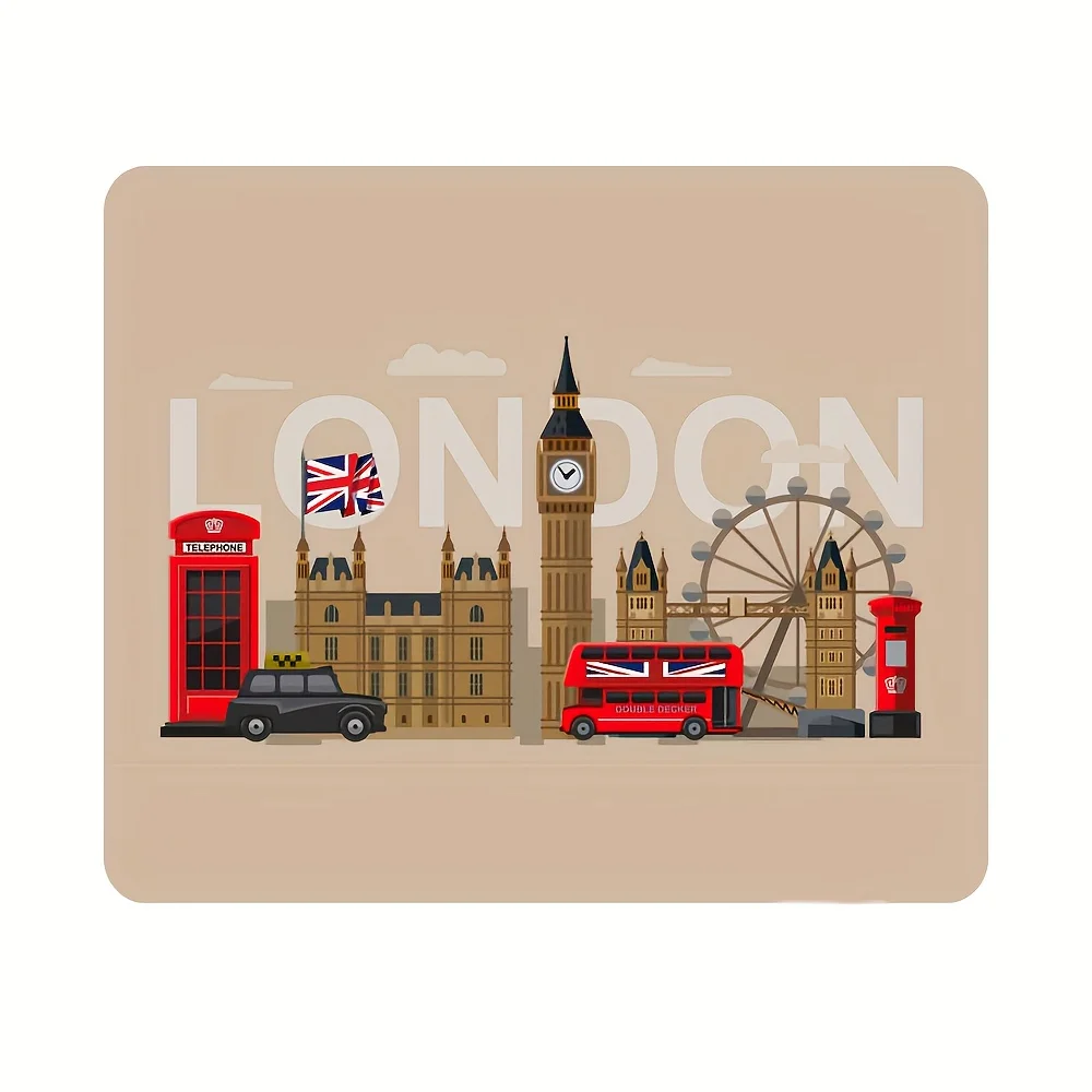 London Landmarks Rubber Mouse Pad Non-Slip Desk Mat for Computer Gaming Mousepad Offices Accessories Desk Organizer Rug Playmat
