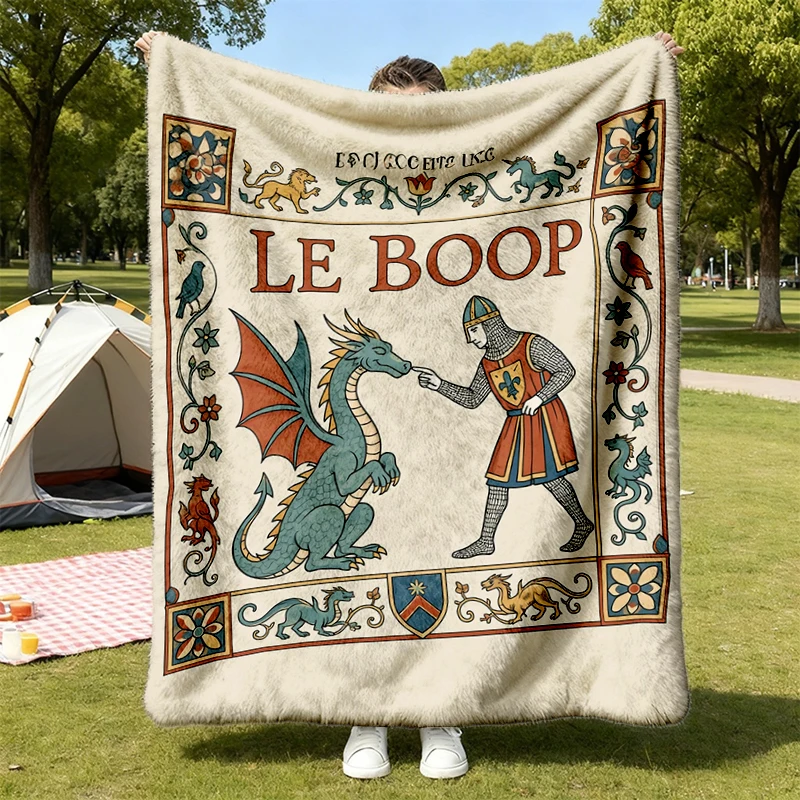 Le Boop Flannel Blanket, Funny Dragon Knight Graphic Flannel Throw
