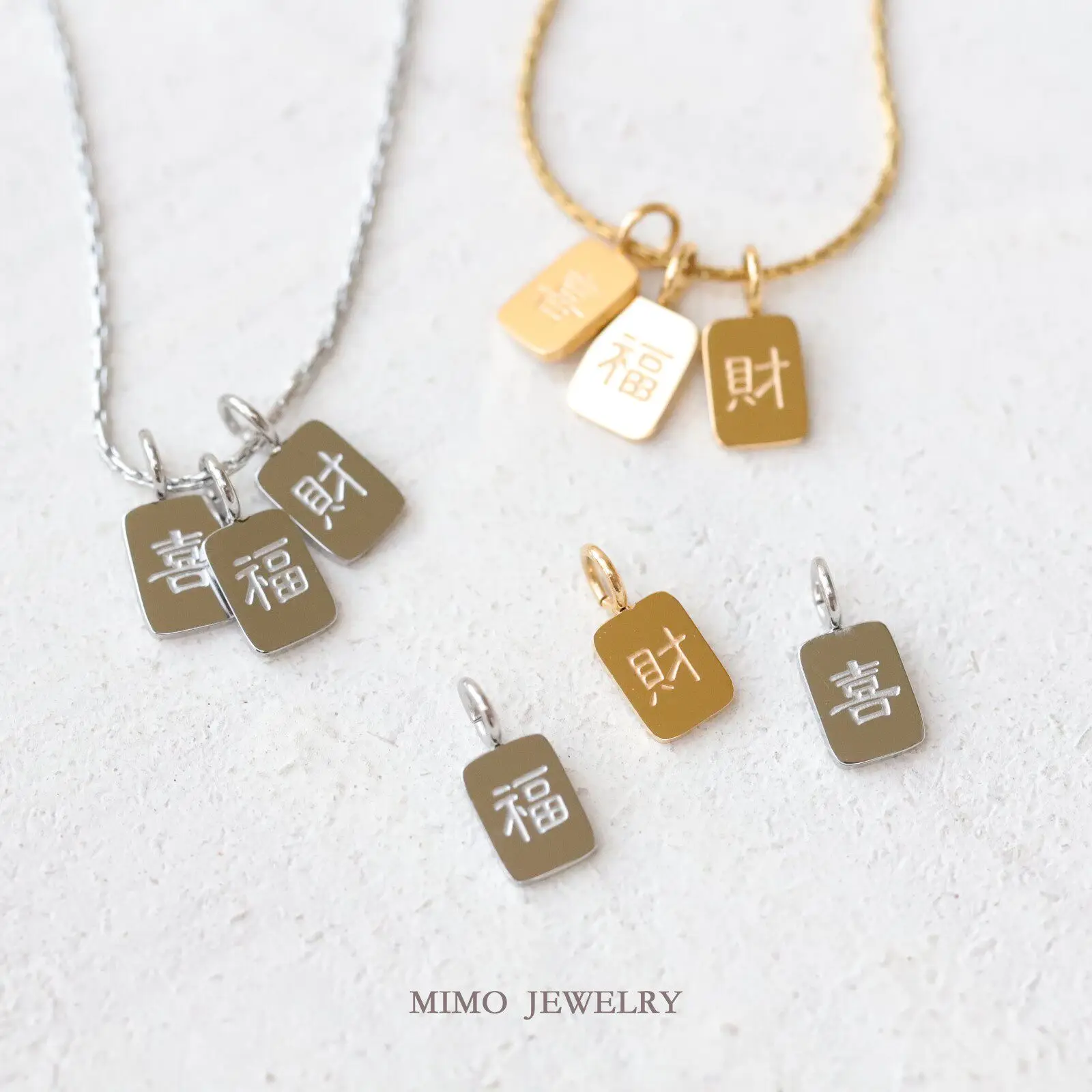 Titanium Steel Gold-plated Xicaifu Mini Small Square Brand Charms Pendant For Jewelry Making DIY Bracelet Accessories Findings