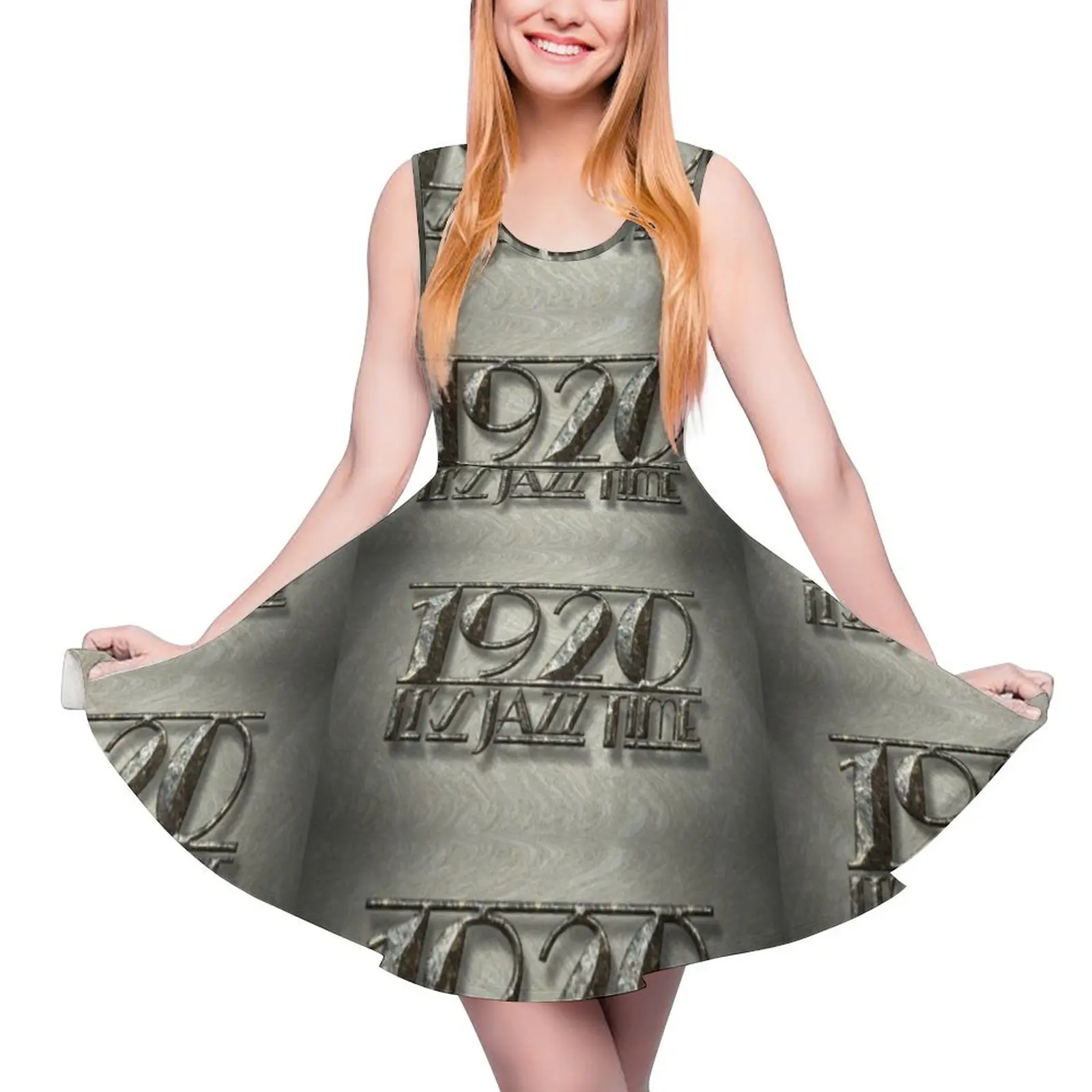 

It"s Jazz Time Vintage Typography Billboard Sleeveless Dress clothes for women Elegant gown women"s fashion dresses