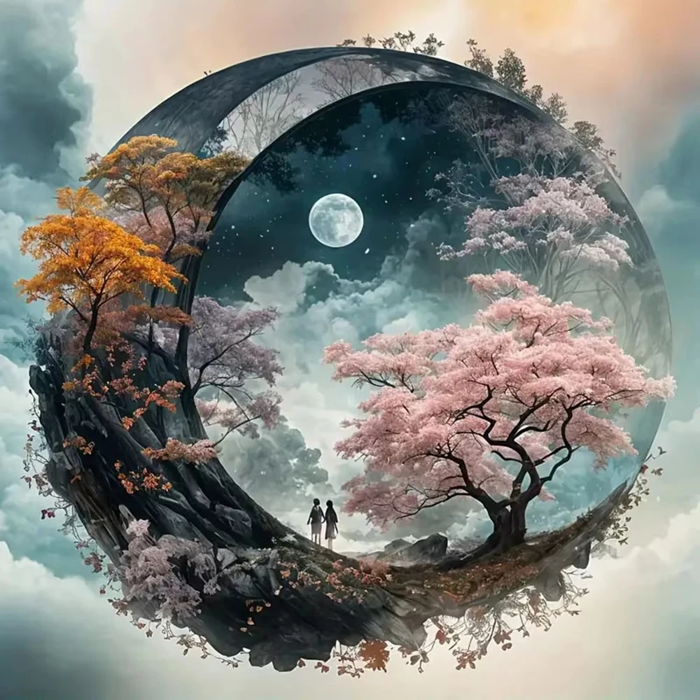 

500/1024PCS Jigsaw Puzzle Peaceful Moon Tree Night View For Adults Ideal For Stress Relief And Relaxation