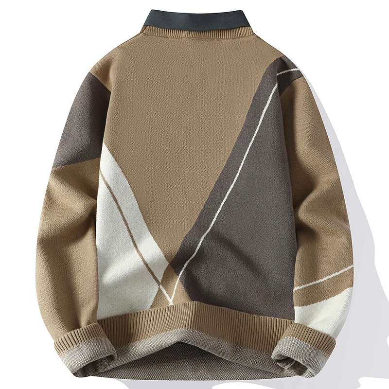 Non-Iron Men'S Patchwork Sweaters Spring Autumn Winter Clothes 2024 Pull OverSize 3XL 4XL Classic Style Casual Pullovers