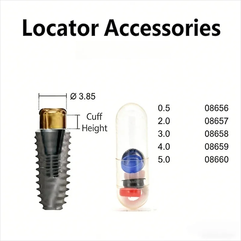 OSSTEM Compatible LOCATOR Implant Abutment Kit with Color-Coded Female Retention Caps, Angle Compensation, Low Profile for Impla