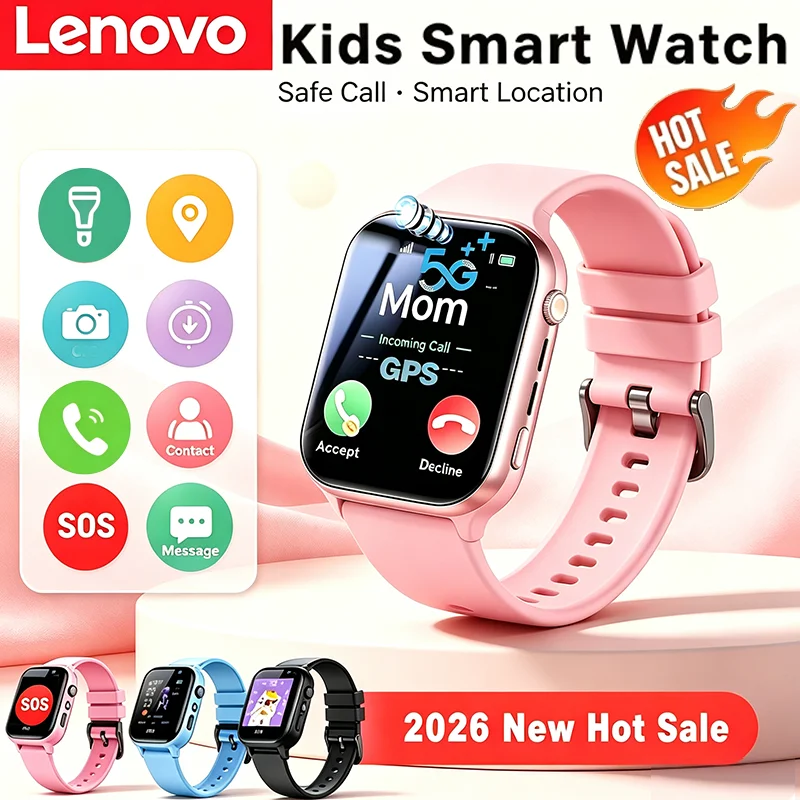Lenovo 2027 4G 5G GPS SOS Kids Camera Smart Watch Sim Card Call Electronic ChildrenWaterproof Watch New Reloj Inteligente Niños