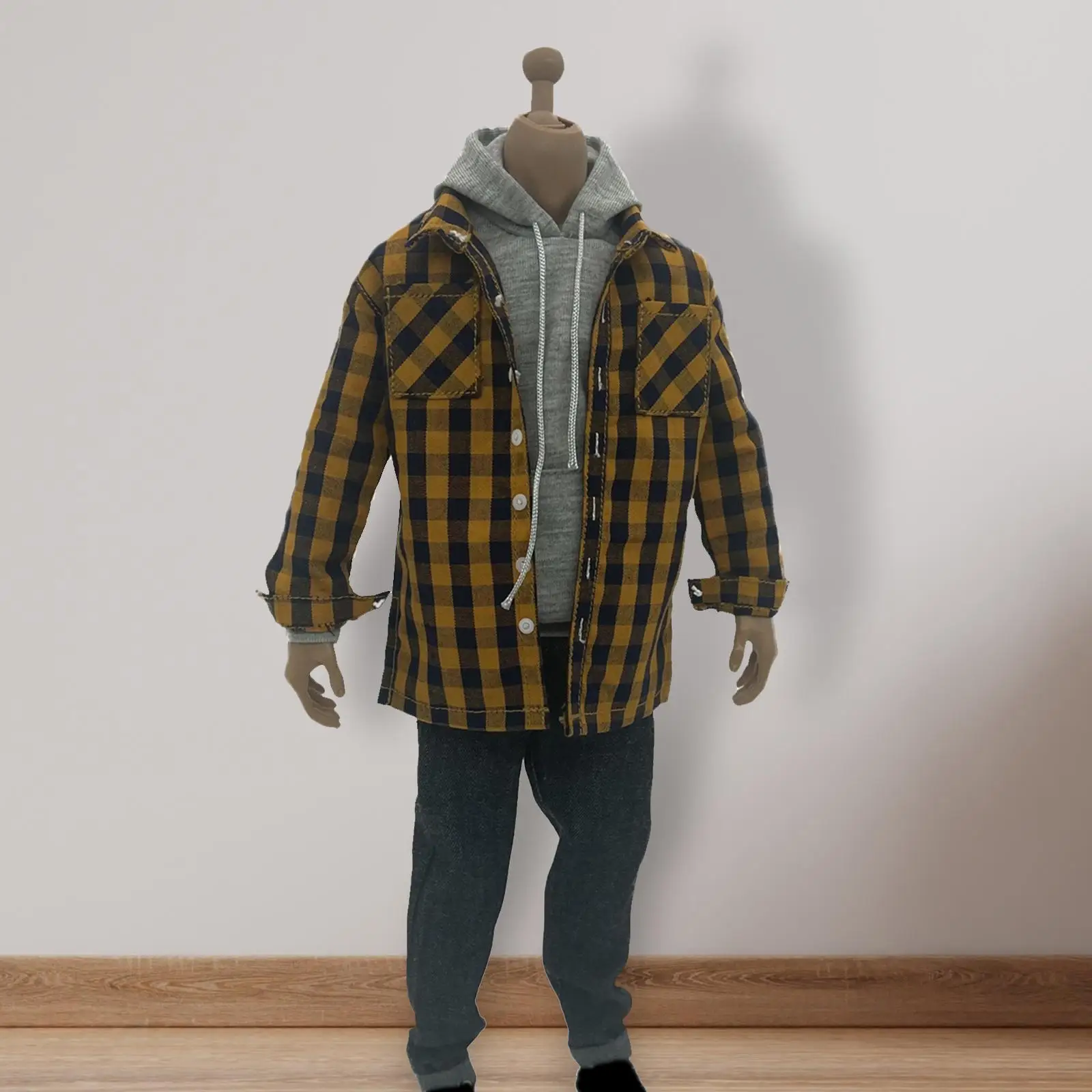 1:6 Scale Male Clothes Includes Plaid Shirt, Top Hoodie, and Pants for 12'' Male Figures Accessories Set