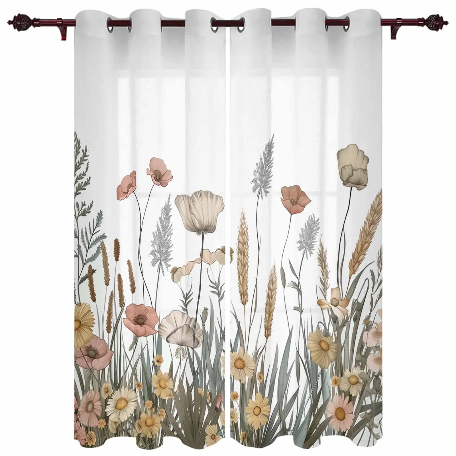 Autumn Flowers Plant Modern Window Curtains for Living Room Bedroom Curtain Kitchen Treatment Blinds Drapes