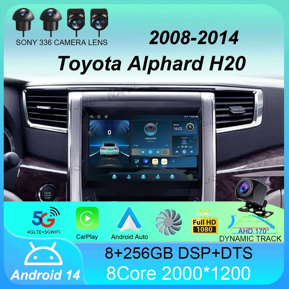 

Car Radio Android 14 Carplay Auto Multimedia Player For Toyota Alphard H20 2008-2014 WIFI+4G DSP Autoradio Stereo 2din Head Unit