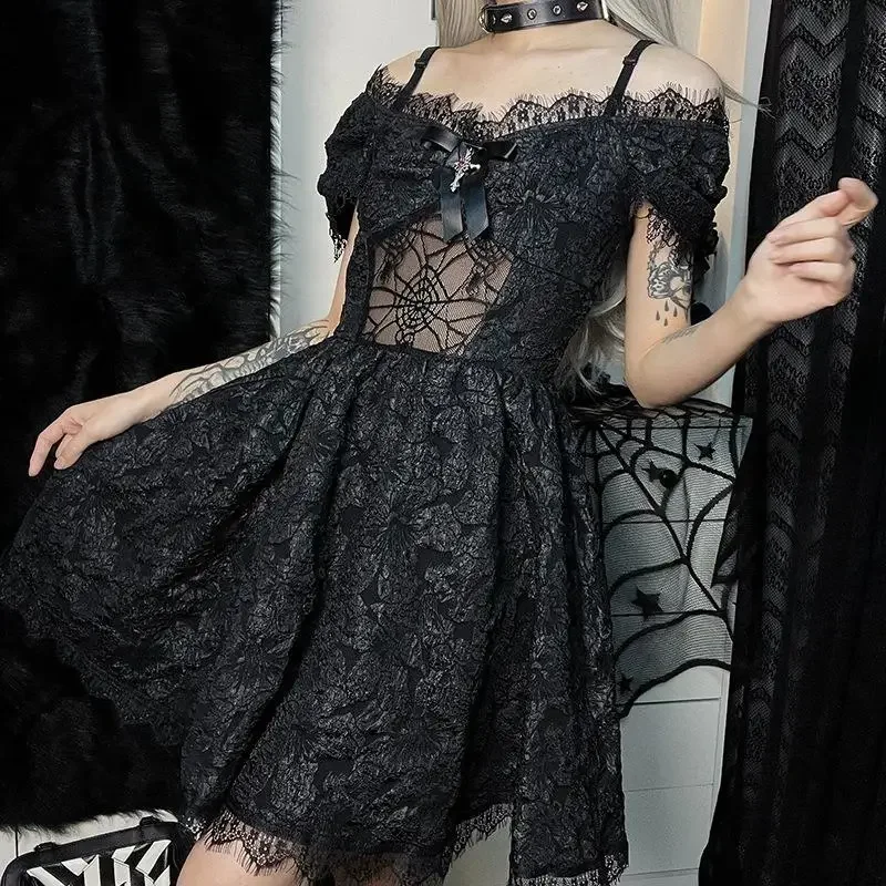 Costume d'halloween pour femmes, robe sexy, cosplay, princesse sorcière, gothique, jupe foncée, mode, vêtements de fête de noël # 1 #   W