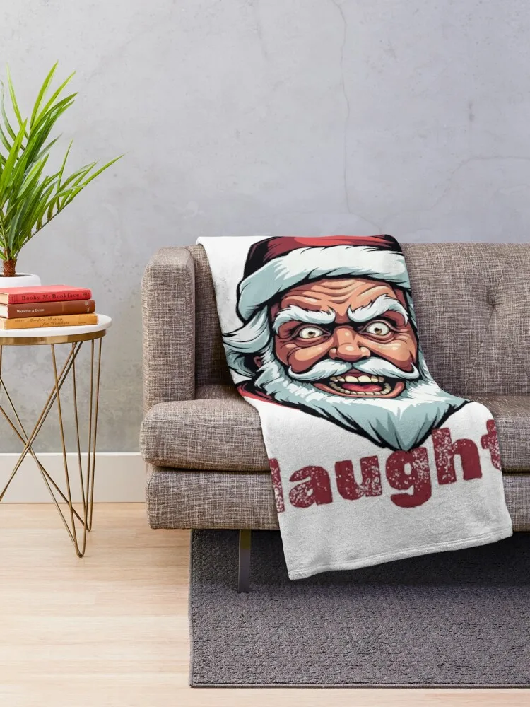 Scary Santa Have You Been Naughty Creepy Christmas Claus Throw Blanket christmas gifts Quilt Blankets