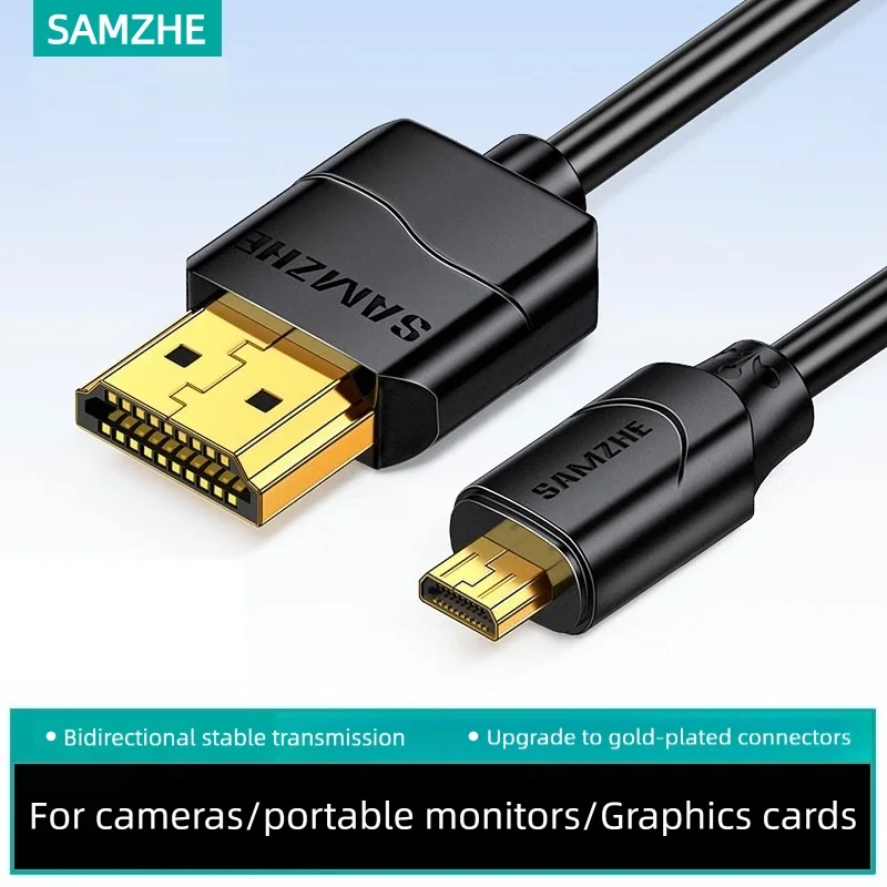 SAMZHE Micro HDMI-kompatibele 4K/60Hz 3D-effect Micro HD naar HD-kabel, mannelijk naar mannelijk, voor GoPro, Sony en projectoren, HDMI-kompatibel.