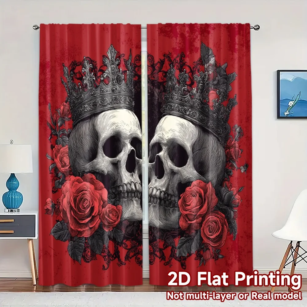 2pcs, 2D FLAT PRINTING Curtains (Without Rod) Royal Roses Modern Minimalist Curtains 100% Polyester Curtains Gifts Use for